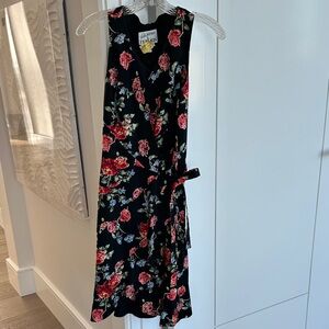 Teri Jon Black Floral Midi Dress